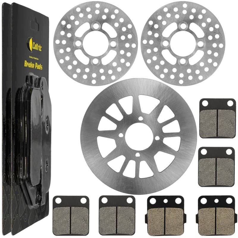 Front and Rear Brake Disc Rotor w/ Pads for Yamaha Warrior 350 YFM350X 1990-2004