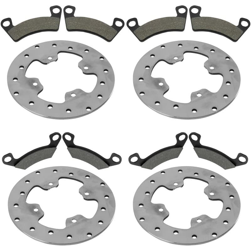 Front and Rear Brake Disc Rotors with Brake Pads for John Deere XUV590i S4 Gator