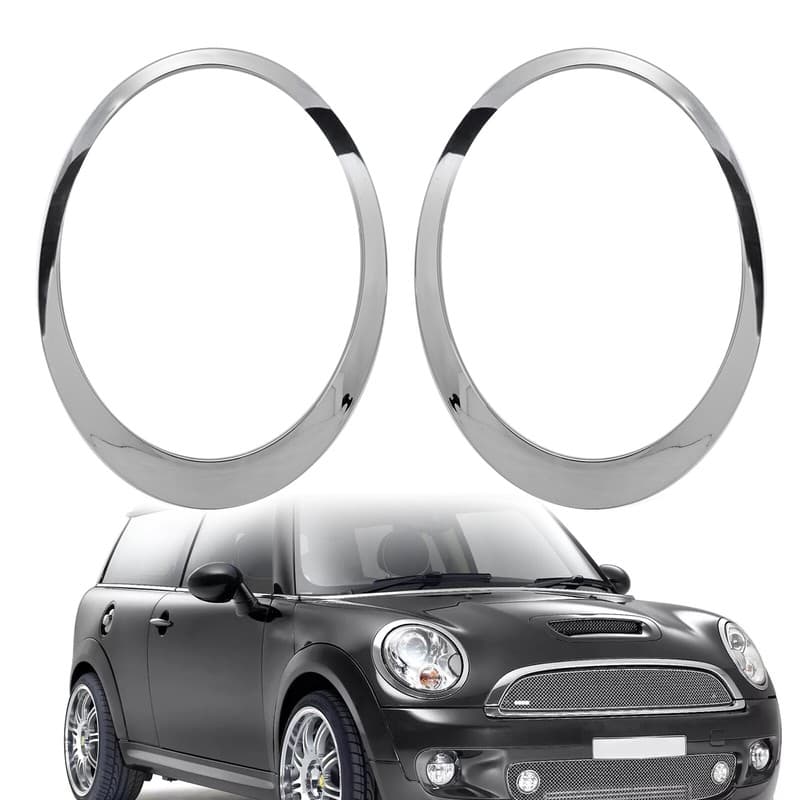 Chrome Headlight Trims Ring Bezels Cover Pair For Mini Cooper R55 R56 2007-2015