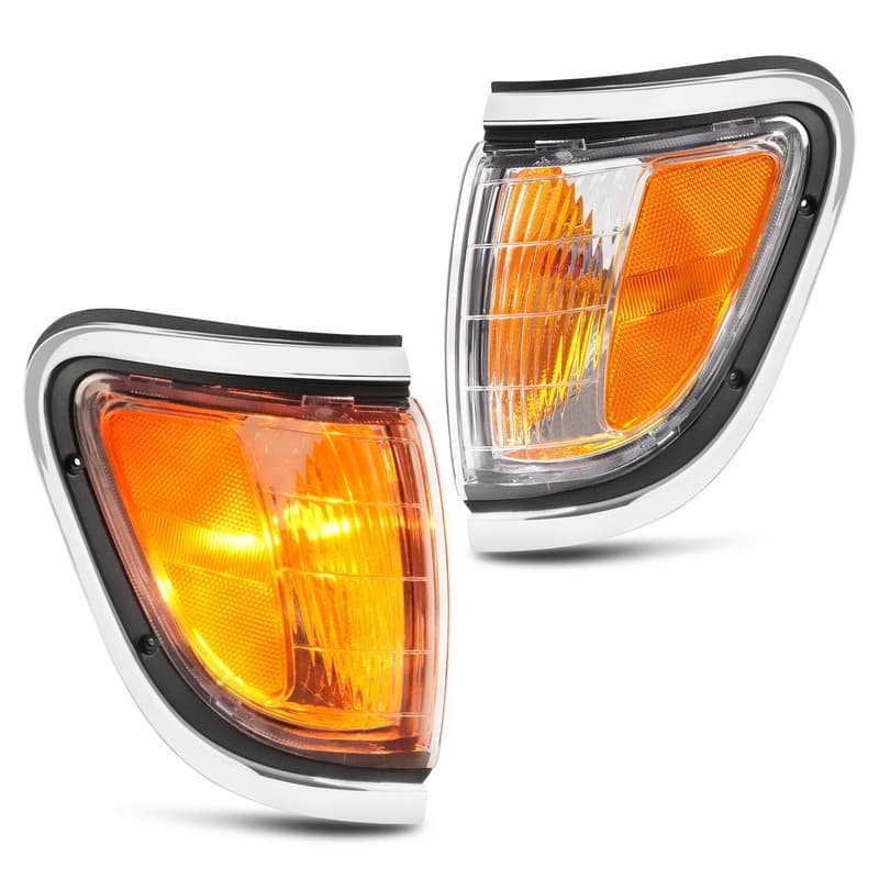 For 95-97 Toyota Tacoma Driver Passenger Side Turn Signal Lights W/Silvery Trim