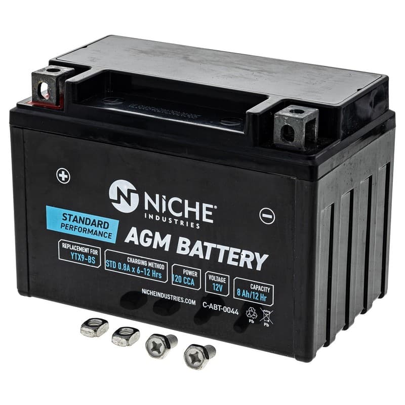 NICHE AGM Battery YTX9 for Polaris Outlaw Suzuki Honda Arctic Cat Kawasaki ATV