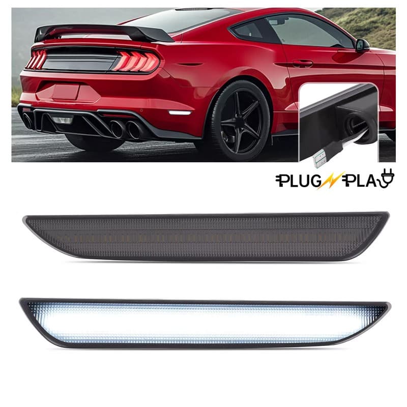 Smoked Rear Bumper LED Side Marker Lights For Ford Mustang 2015-2023 Left&Right