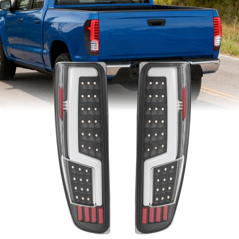 For 04-12 Chevy Colorado GMC Canyon Isuzu Black LED Tube Tail Lights Brake Lamps