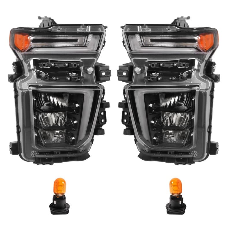 Pair Halogen Upgrade LED Headlight For Chevy Silverado 2500HD 3500HD 20 21 22 23