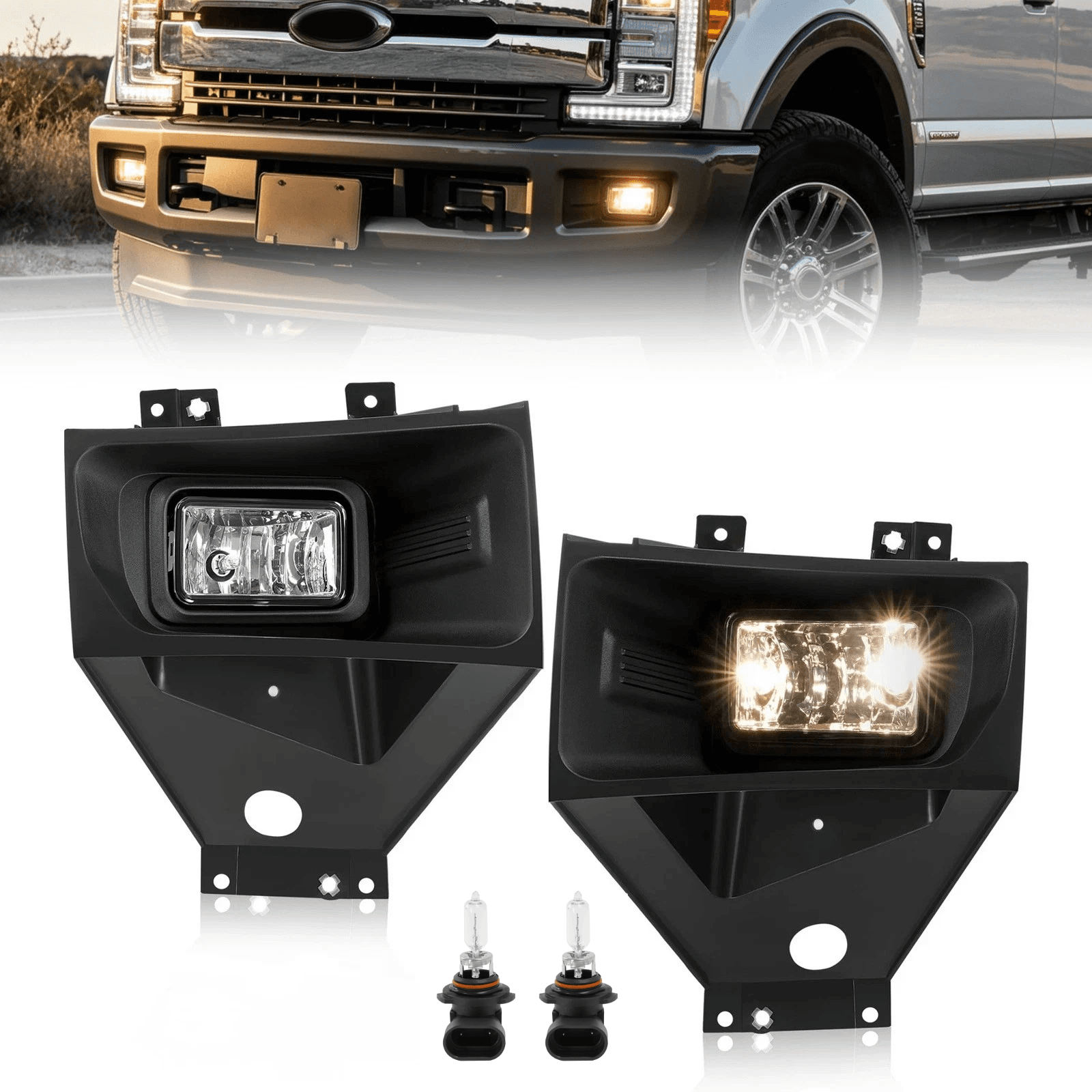 Bumper Halogen Driving Fog Lights W/bulbs For Ford F250 F350 SuperDuty 2017-2019