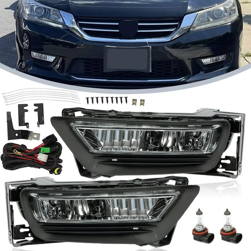 Front Bumper Fog Lights Lamps Assembly For Honda Accord Sedan 4Dr 2013-2015 L+R