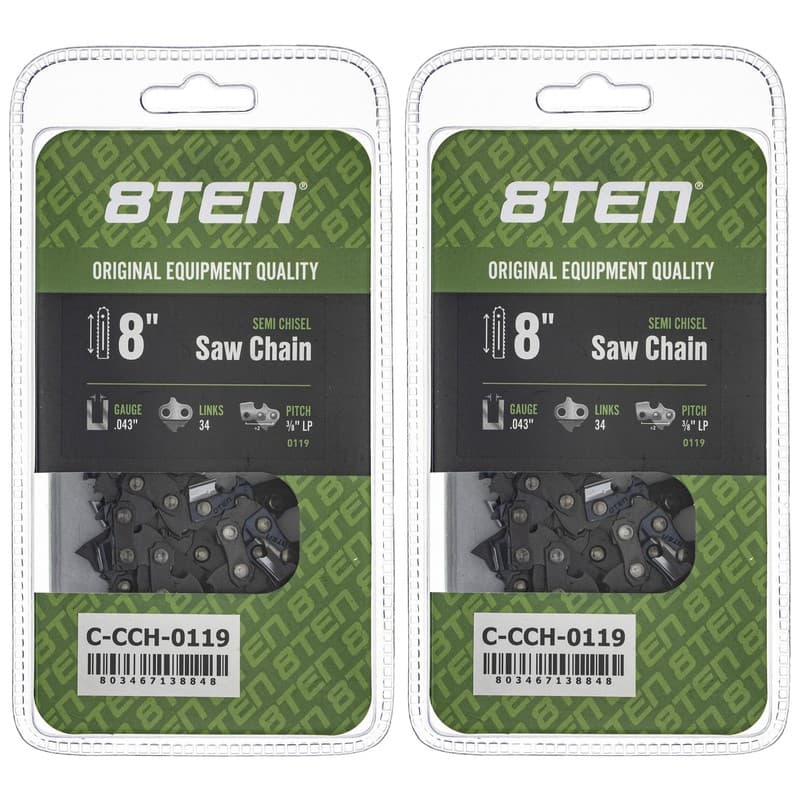 Chainsaw Chain 8 Inch .043 3/8 LP 34DL for Worx WG310 90PX034G 61PMM334E 2-Pack