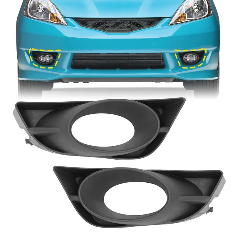 Pair Black Replacement Fog Light Bezel Lamp Cover For Honda Fit 2009 2010 2011