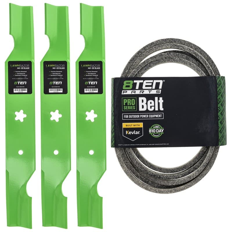 Mower Blades & Deck Belt Kit for Husqvarna LGT2654 LGT2554 LGT24K54 YTH24V48