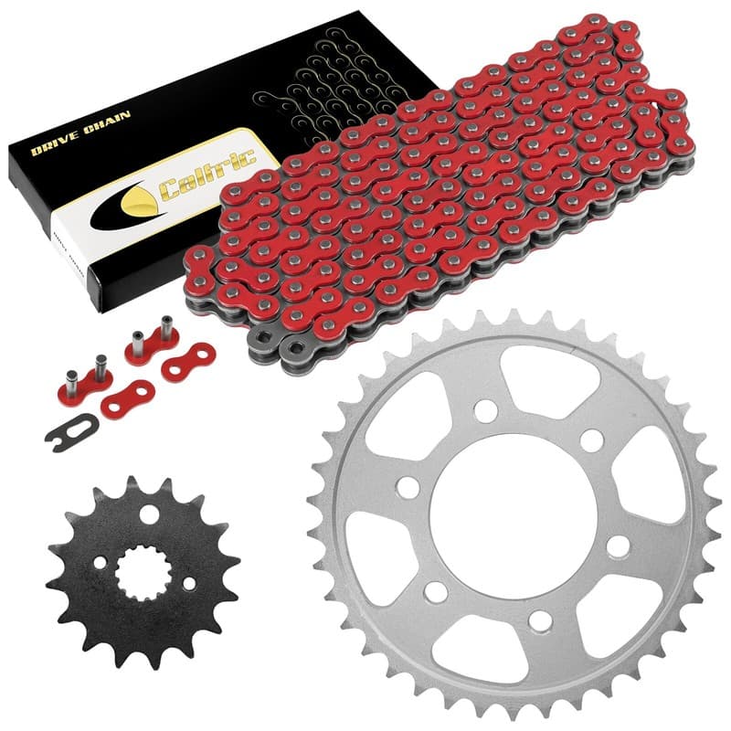 Red Drive Chain And Sprocket Kit for Kawasaki KZ550 1980 1981 1982 1983 1984