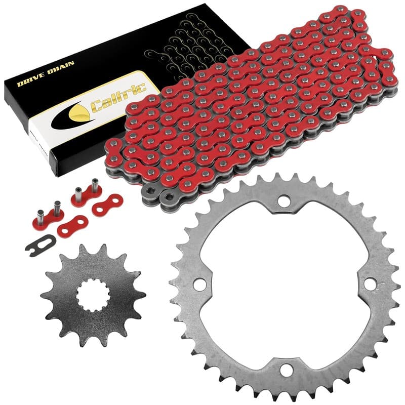 Red Drive Chain And Sprockets Kit for Yamaha YFZ450 YFZ450V 2004-2013