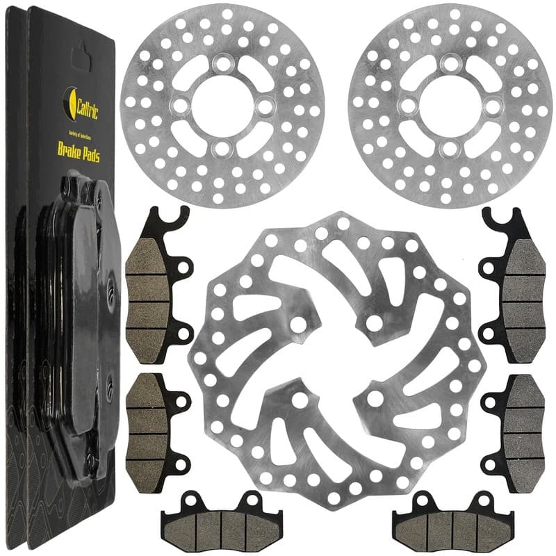 Front and Rear Brake Disc Rotor w/ Pads for Yamaha YFZ450R / YFZ450RSE 2009-2026