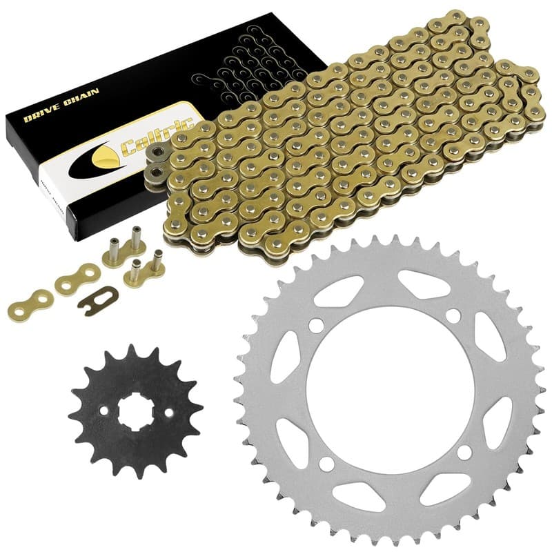 Drive Chain & Sprockets Kit For Yamaha XV250 V-Star 250 2008-2016 Gold