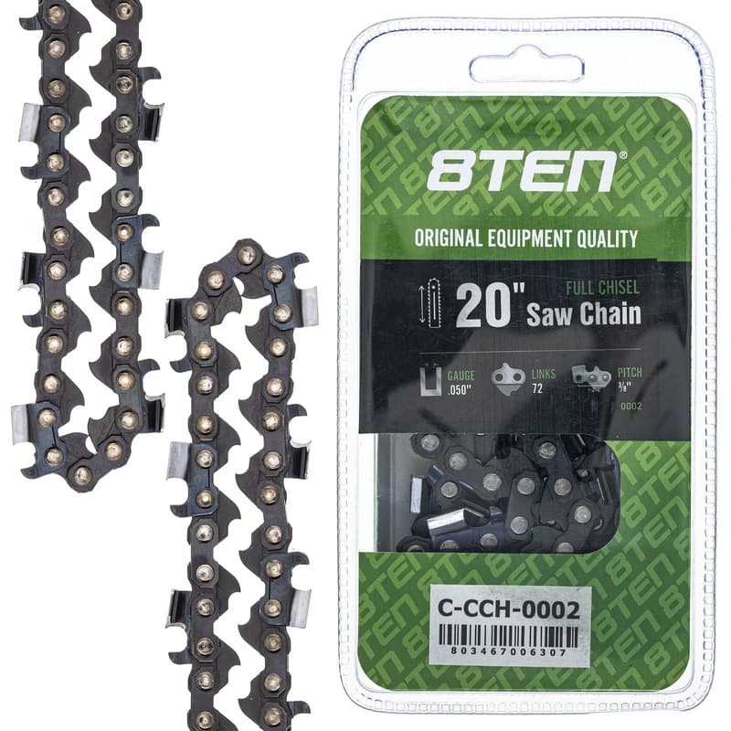 8TEN Chainsaw Chain for 20 Inch Bar .050 Gauge 3/8 Pitch 72 DL Stihl Husqvarna