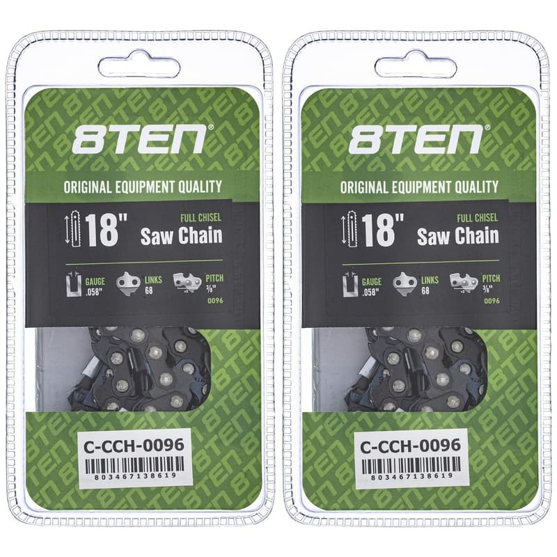 Full Chisel Chainsaw Chain 18 Inch .058 3/8 68DL for Husqvarna Jonsered 2 Pack