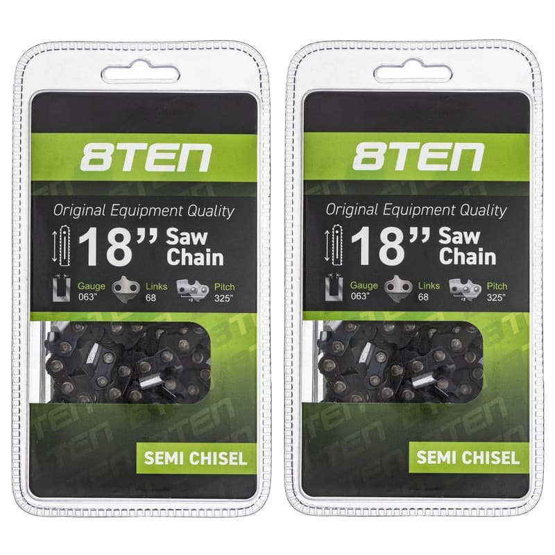 8TEN Chainsaw Chain for Stihl MS210 MS250 18 Inch Bar .063 .325 68DL 2 Pack
