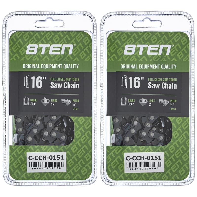 Full Chisel Skip Tooth Chainsaw Chain 16 Inch .050 3/8 55DL for Stihl 2 Pack