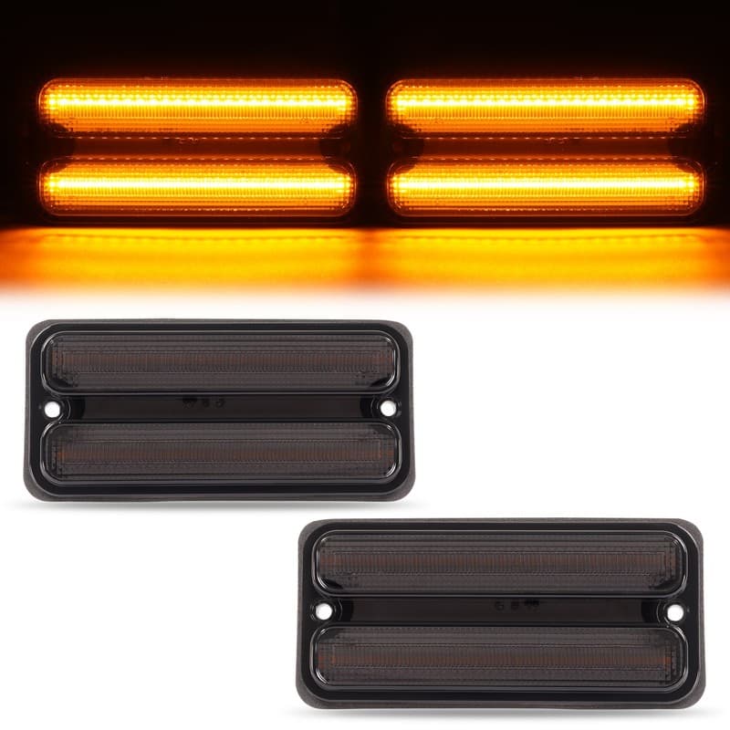 2X Front Smoked LED Side Marker Lights For GMC C/K15 & Chevrolet C10 1968-1972