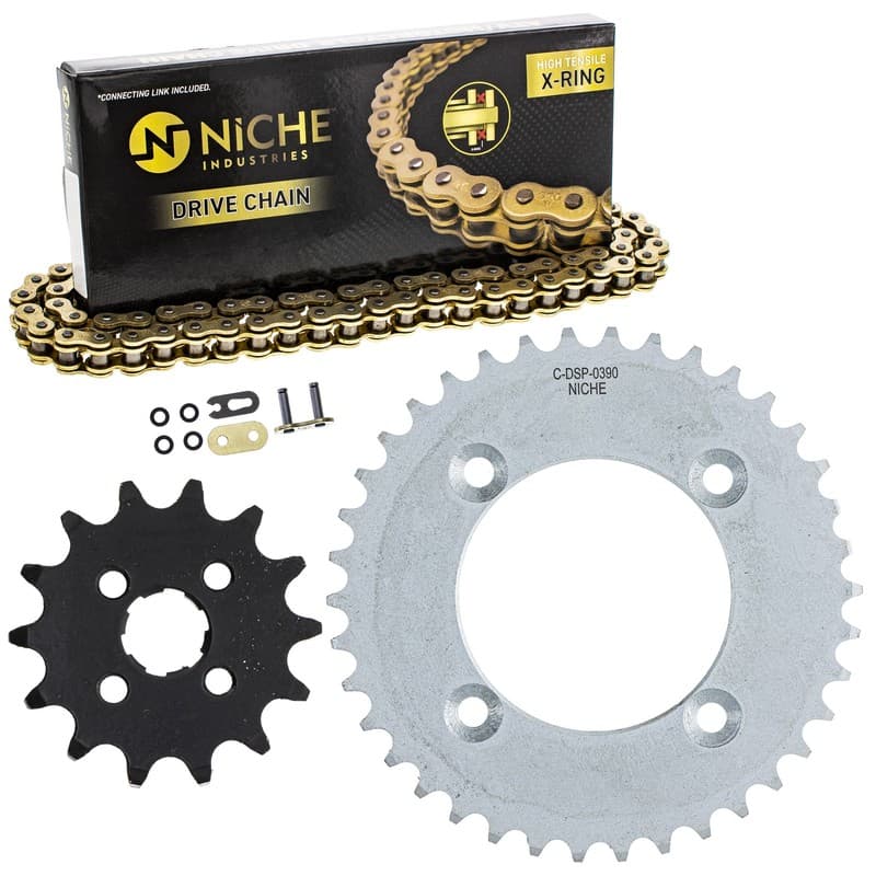 NICHE Sprocket Chain Set for Honda CRF110F 14/38 Tooth 420 X-Ring Front Rear Kit