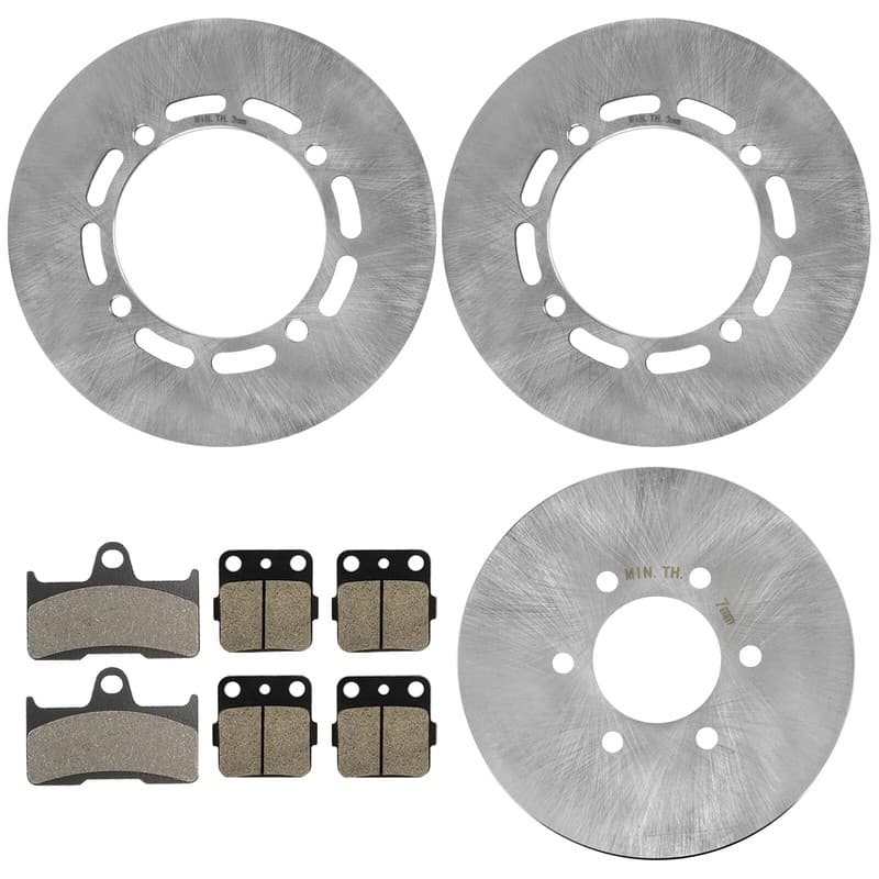 Front Rear Brake Disc Rotor w/Brake Pad for Yamaha Grizzly 660 YFM660F 2003-2008