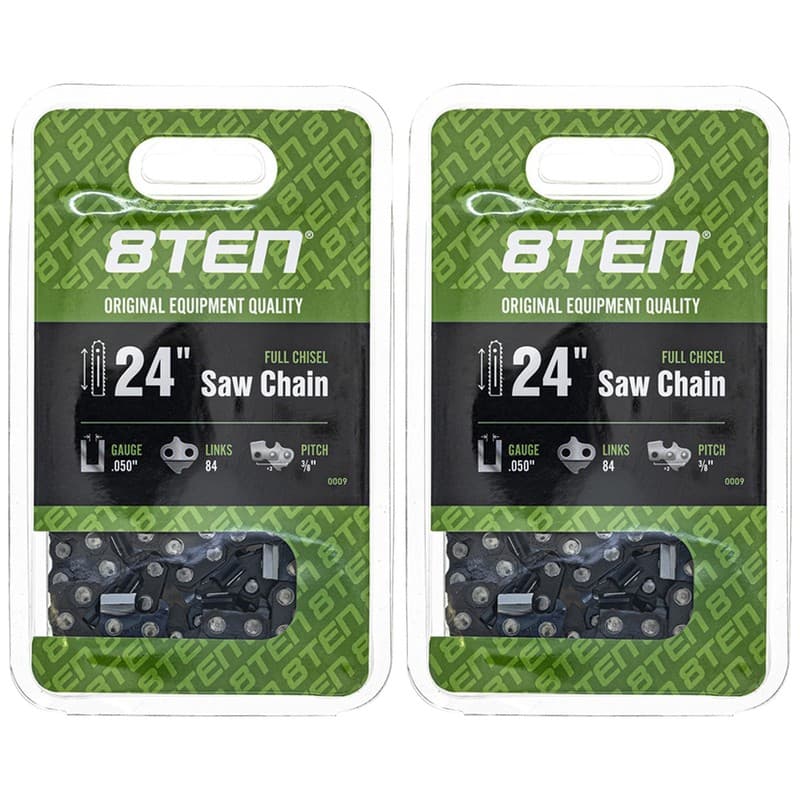 8TEN Chainsaw Chain for 24 Inch .050 3/8 84DL Stihl Husqvarna 455 Rancher 2 Pack