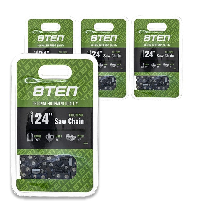 8TEN Chainsaw Chain for 24 Inch .050 3/8 84DL Stihl Husqvarna 455 Rancher 4 Pack