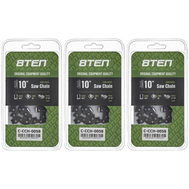Chainsaw Chain 10 Inch .043 3/8 LP 40DL for Black and Decker LCS1020B 3-Pack