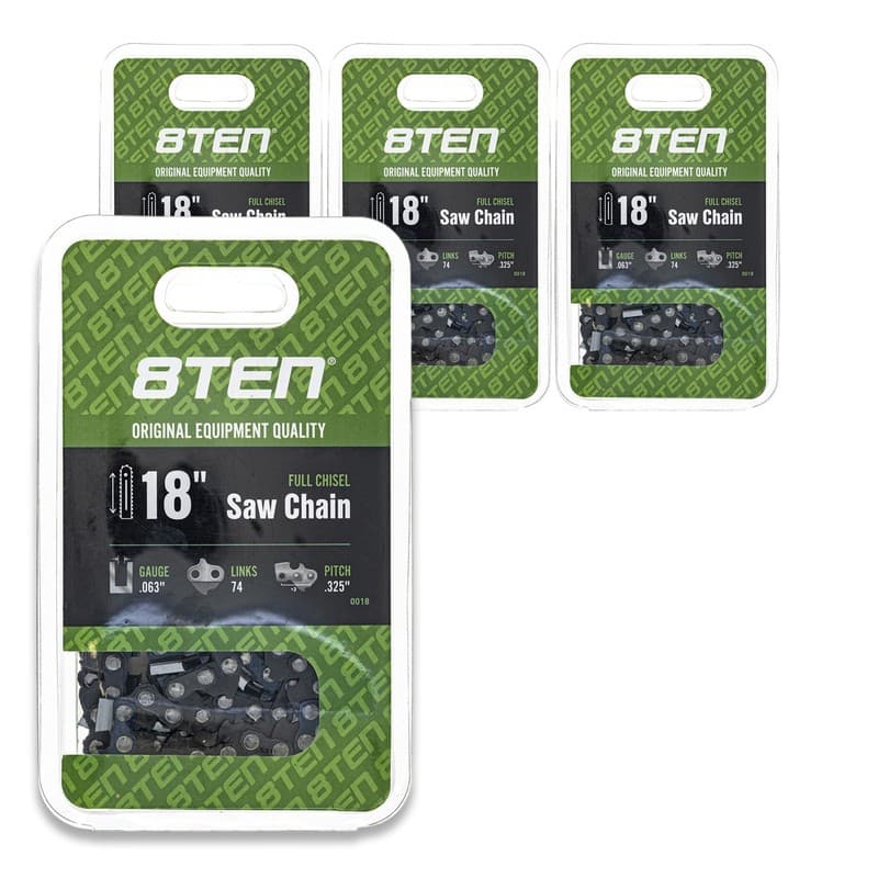 8TEN Chainsaw Chain for 18 Inch Bar .063 .325 74DL Stihl MS290 MS260 4 Pack