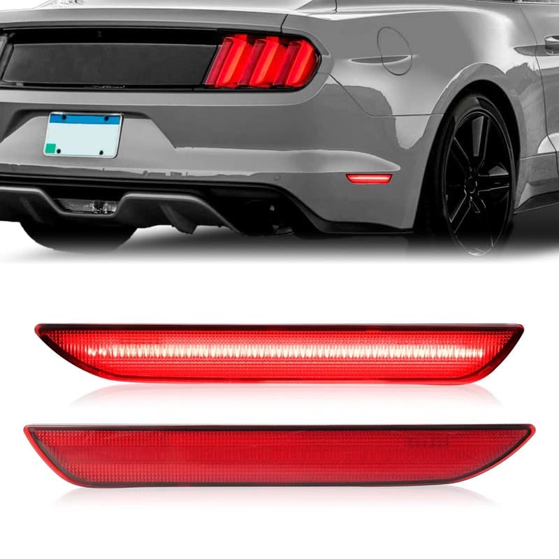 Rear Bumper Lamps Side Marker Lights Reflector Red LED For Ford Mustang 2015-23