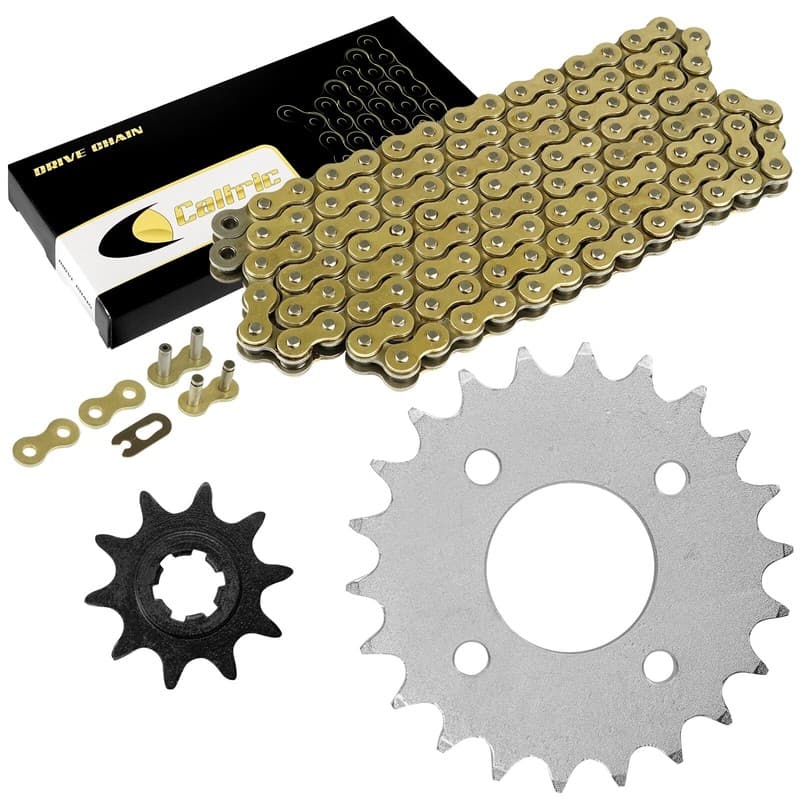 Drive Chain & Sprockets Kit for Suzuki LT80 Quadsport 80 1989 1990-2006 Gold