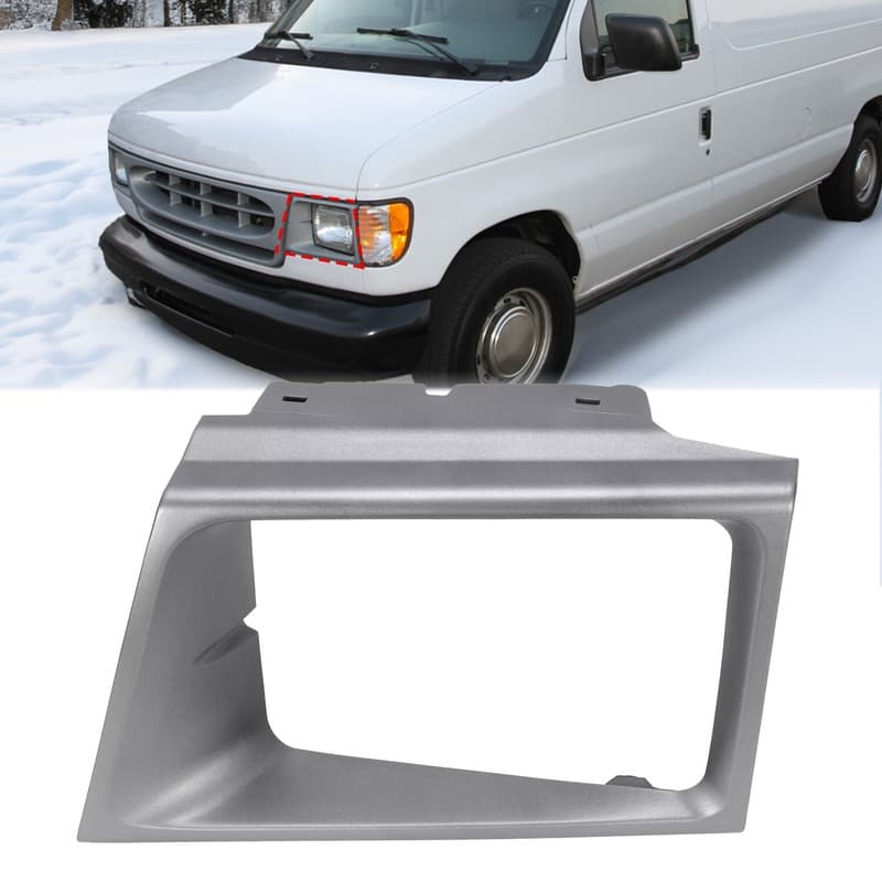 Left Driver Headlight Door Headlamp Bezel For Ford E150 E250 E350 E450 1997-2002