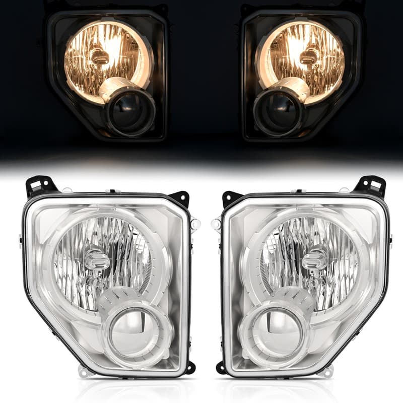 Pair Headlight W/Bulb For JEEP Liberty 2008-2012 Halogen Lamps W/O Fog Light