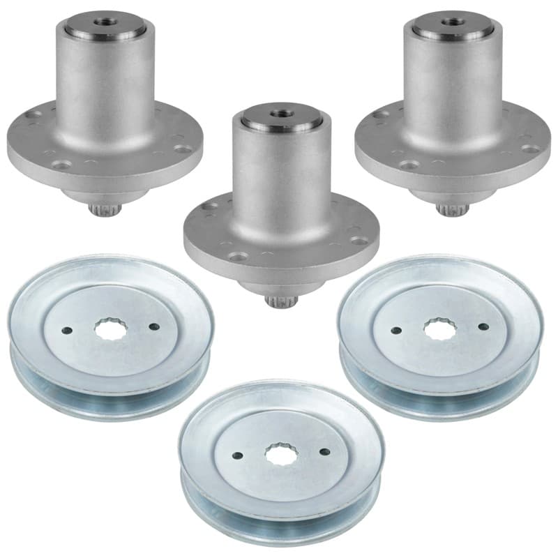 607418 601804 604664 54" Deck Spindles w/ 5.78" OD Pulleys for Hustler Raptor SD