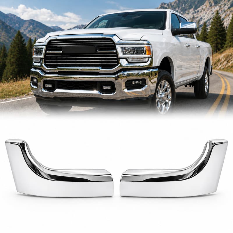 Pair Chrome Grille Grill Headlight Molding Trim For Ram 2500 3500 2019-2024
