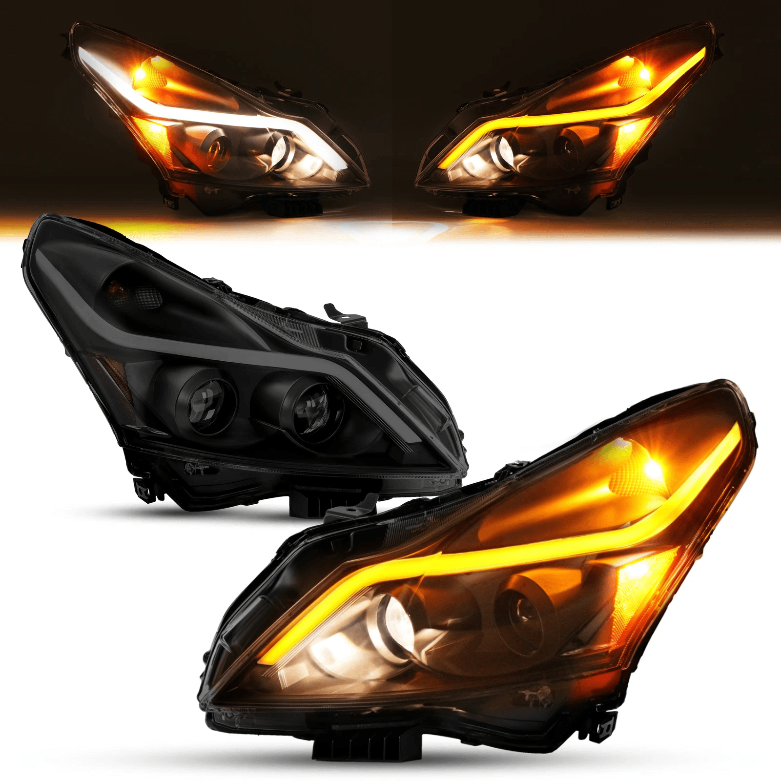 For Infiniti G25/G37/Q40 Sedan 4-Door 10-13 15 Smoked LED Projector Headlights
