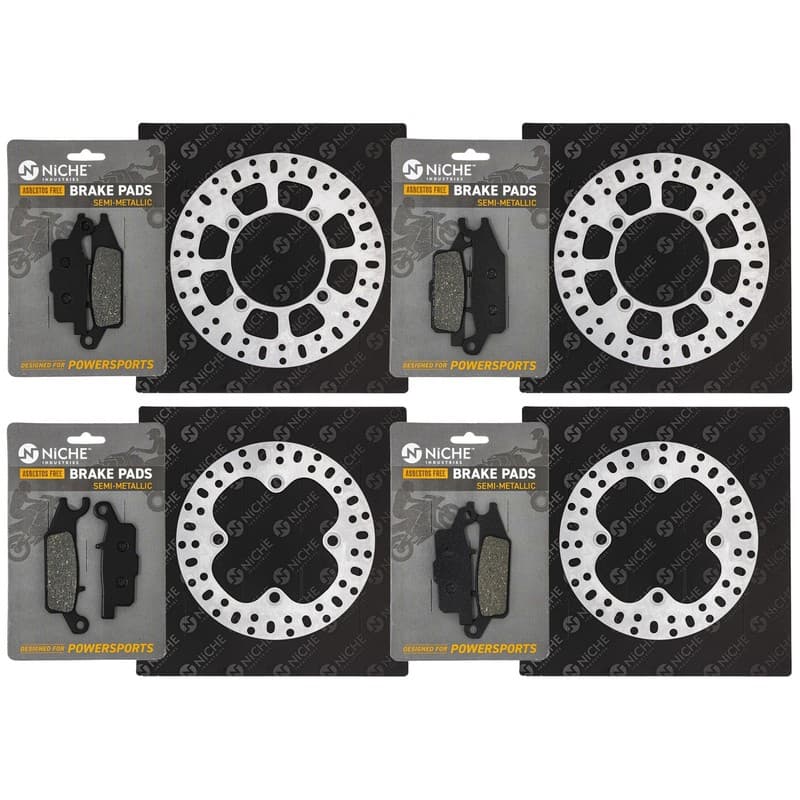 NICHE Front Rear Brake Rotor Pad Kit for Yamaha Grizzly 700 550 Semi Metallic