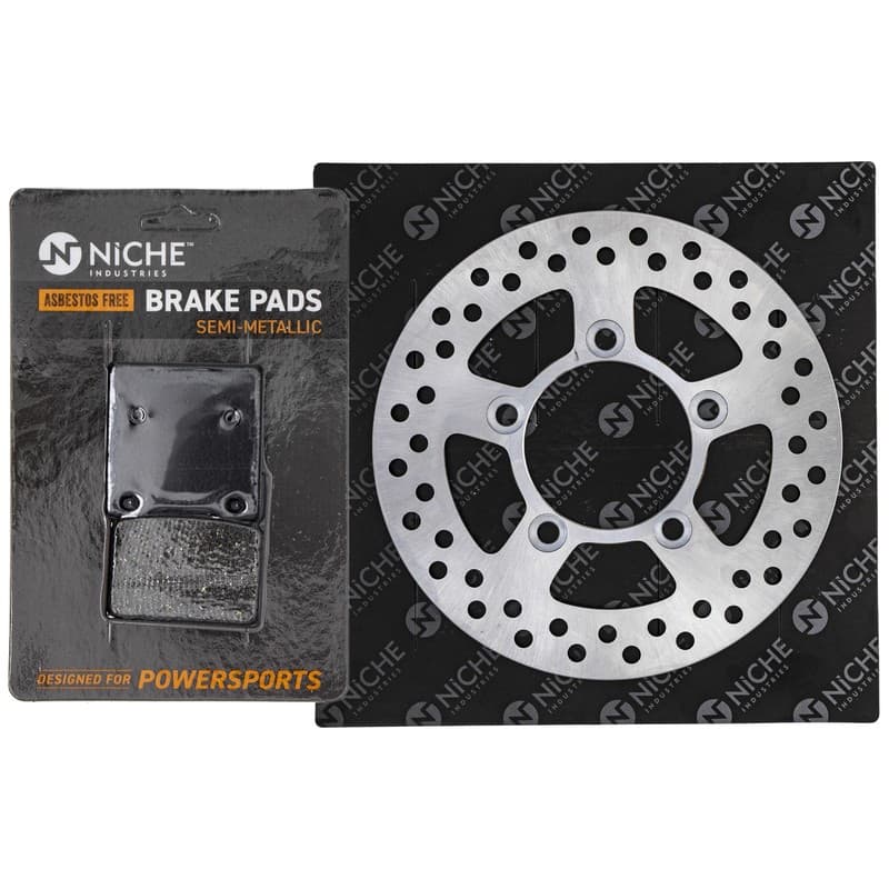 NICHE Rear Right Brake Rotor Pad Kit for Kawasaki 43082-1257 Semi Metallic