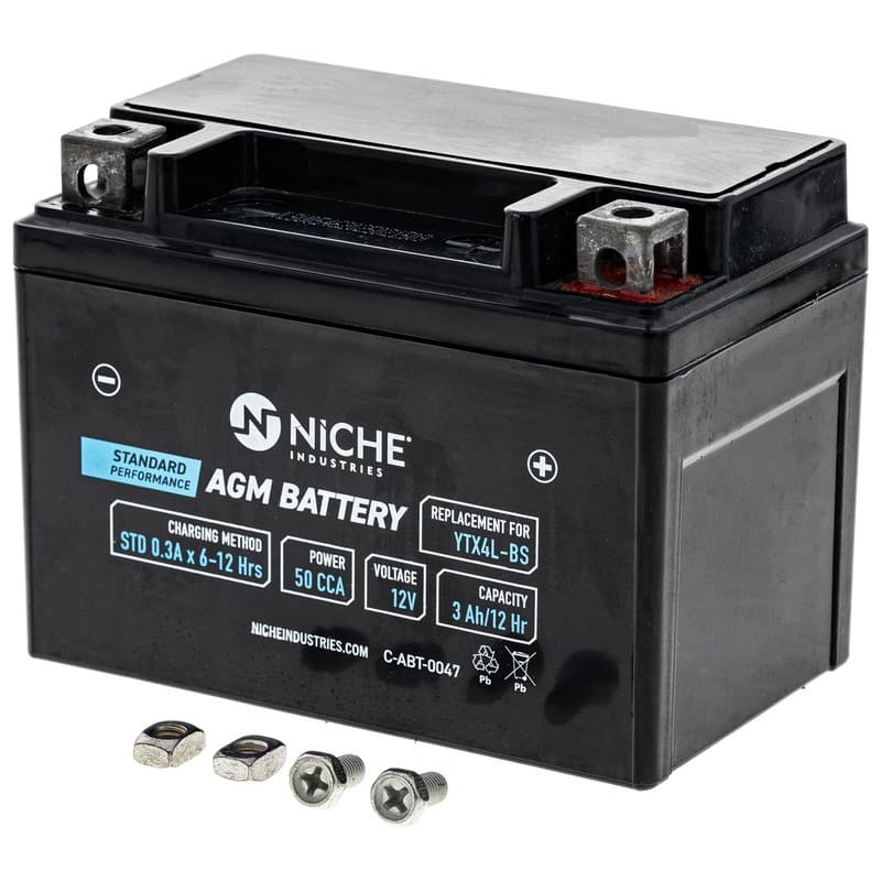 NICHE AGM Battery YTX4L-BS for Honda Kawasaki Yamaha Husqvarna KTM Motorcycle