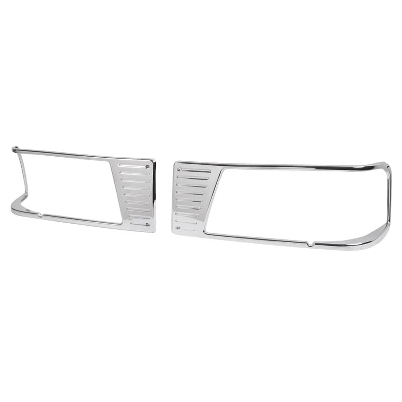 NEW Pair Chrome For Peterbilt 377 Turck Headlamp Headlight Bezel #16-06264