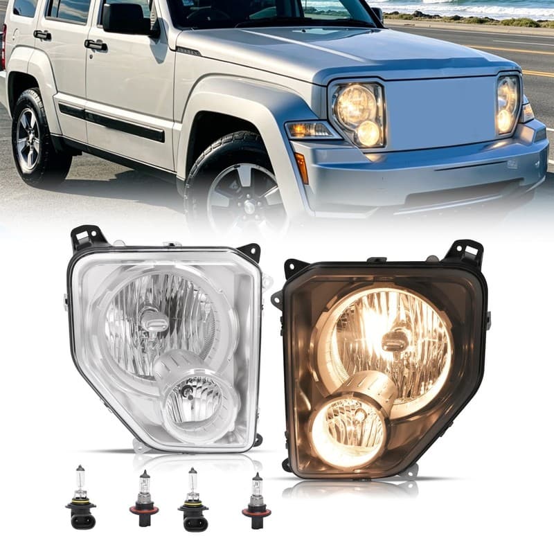 Headlights For Jeep Liberty 2008-2012 Driver&Passenger Side With Fog Lights