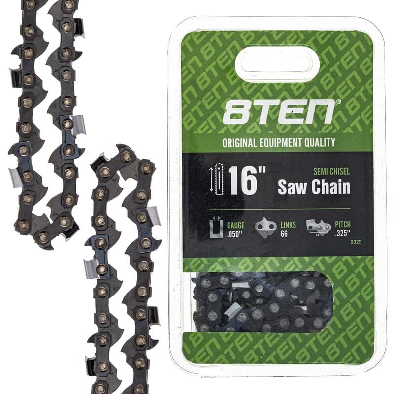 8TEN Chainsaw Chain for 16 Inch Bar .050 Gauge .325 Pitch 66 DL Echo Husqvarna