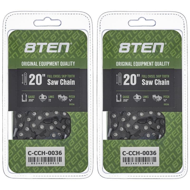 Full Chisel Skip Tooth Chainsaw Chain 20 Inch .050 3/8 72DL for Husqvarna 2 Pack