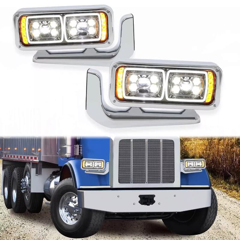 Fit Peterbilt 81-23 359 379 389 LED Projector Headlights W/Mounting Arms DOT SAE