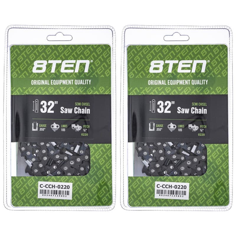 Semi Chisel Chainsaw Chain 32 Inch .050 3/8 105 DL for Echo Husqvarna 2 Pack