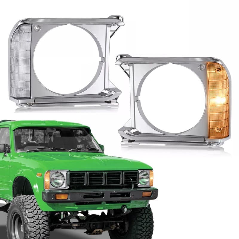 Left Right For Toyota Pickup RWD 79-81 Chrome Headlight Bezel Door W/Turn Signal