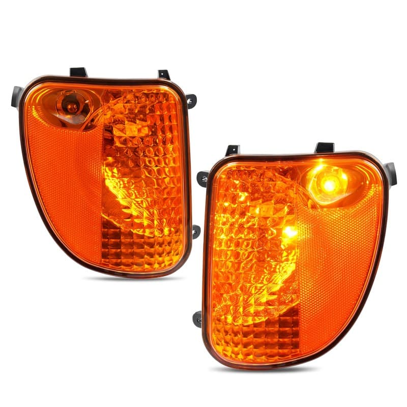 Pair Amber Lens Side Marker Light Turn Signal Lamp W/Bulbs For Mack CV713 Truck