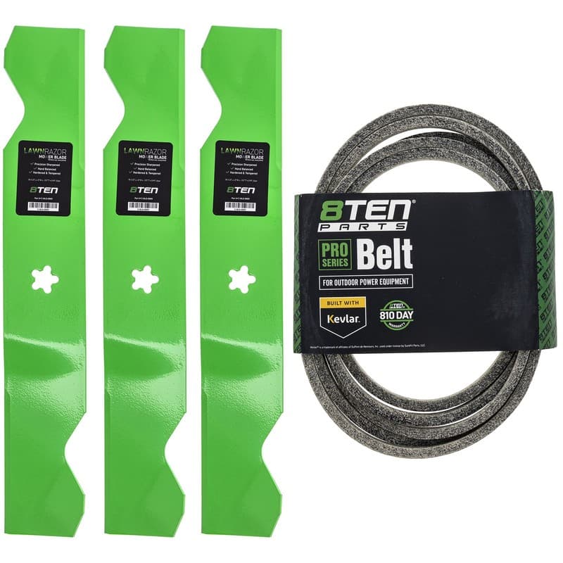 Mower Blades & Deck Belt Kit for Husqvarna LGT2654 YTH24V48 LGT2554 LGT24K54