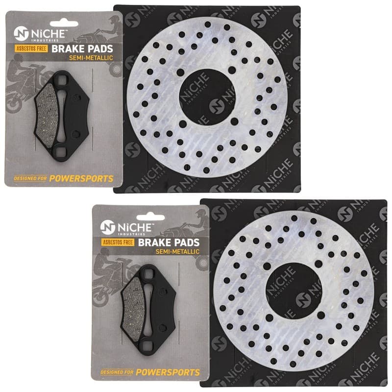 NICHE Front Brake Rotor Pad Kit for Polaris 2202412 5247961 Semi Metallic ATV