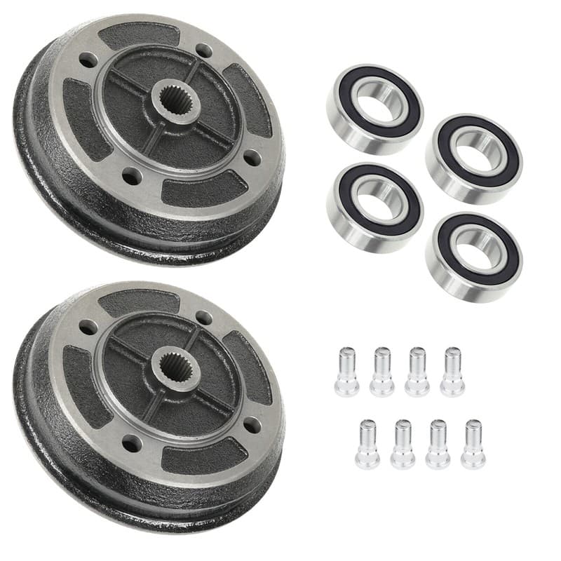 2 Front Brake Drum Hub W/ Bearing Bolt for Kawasaki Mule 2500 KAF620C 1994-2000