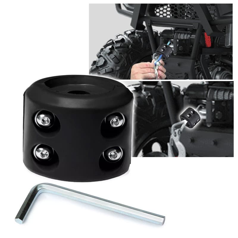 Black Winch Stopper Stop Rubber Cable Line Waterproof Rope Hook For UTV ATV